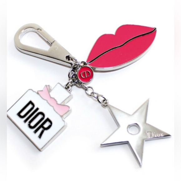 Dior Pink and Silver Lip and Star Key Holder - Picture 1 of 3